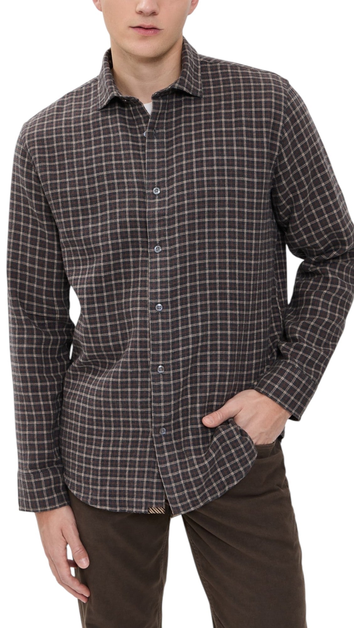 BRUSHED DOUBLE WINDOW PLAID HUTCHESON SPORT SHIRT