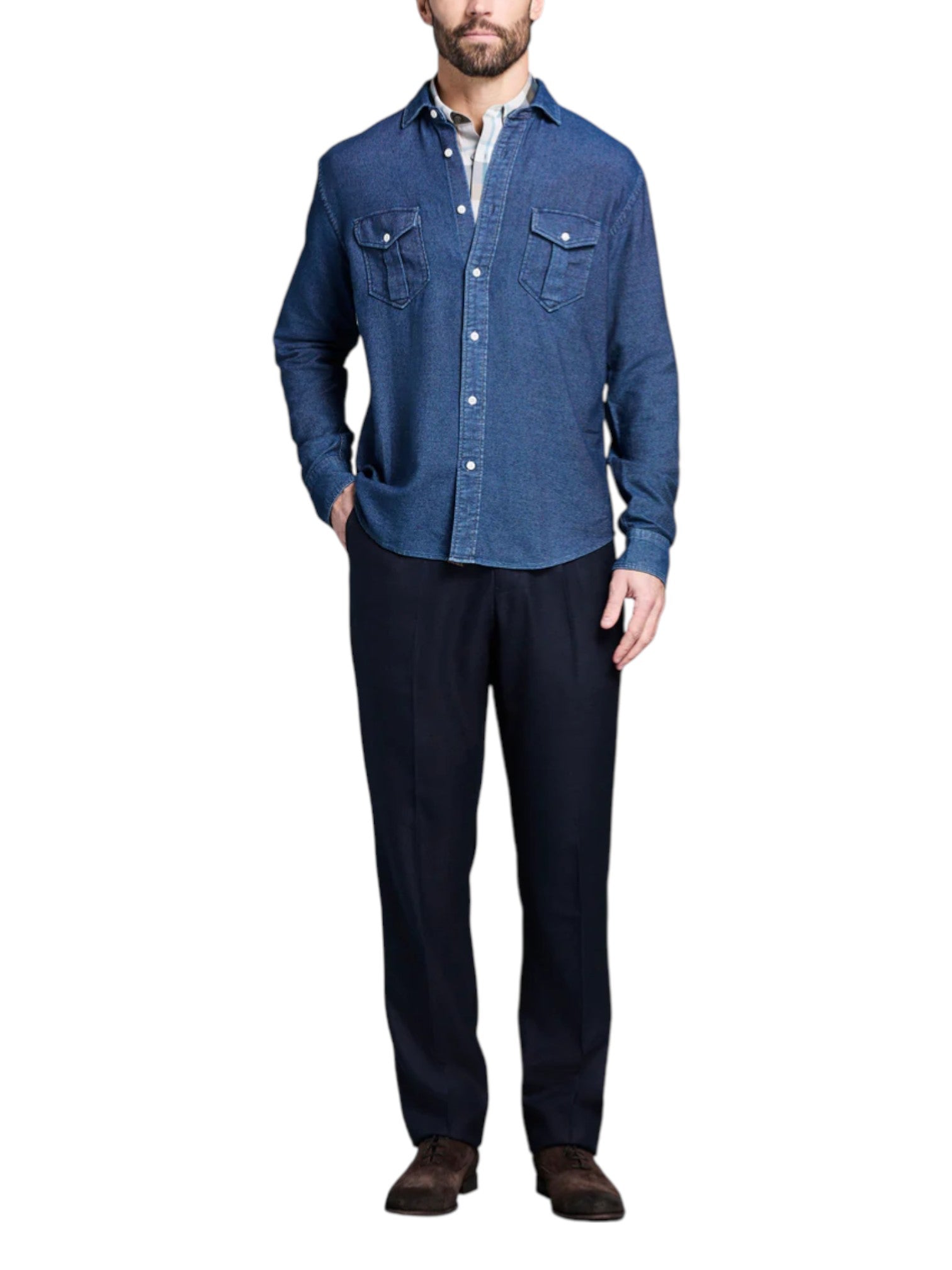 COTTON DOBBY SCOUT SHIRT - L.E. & Chalk