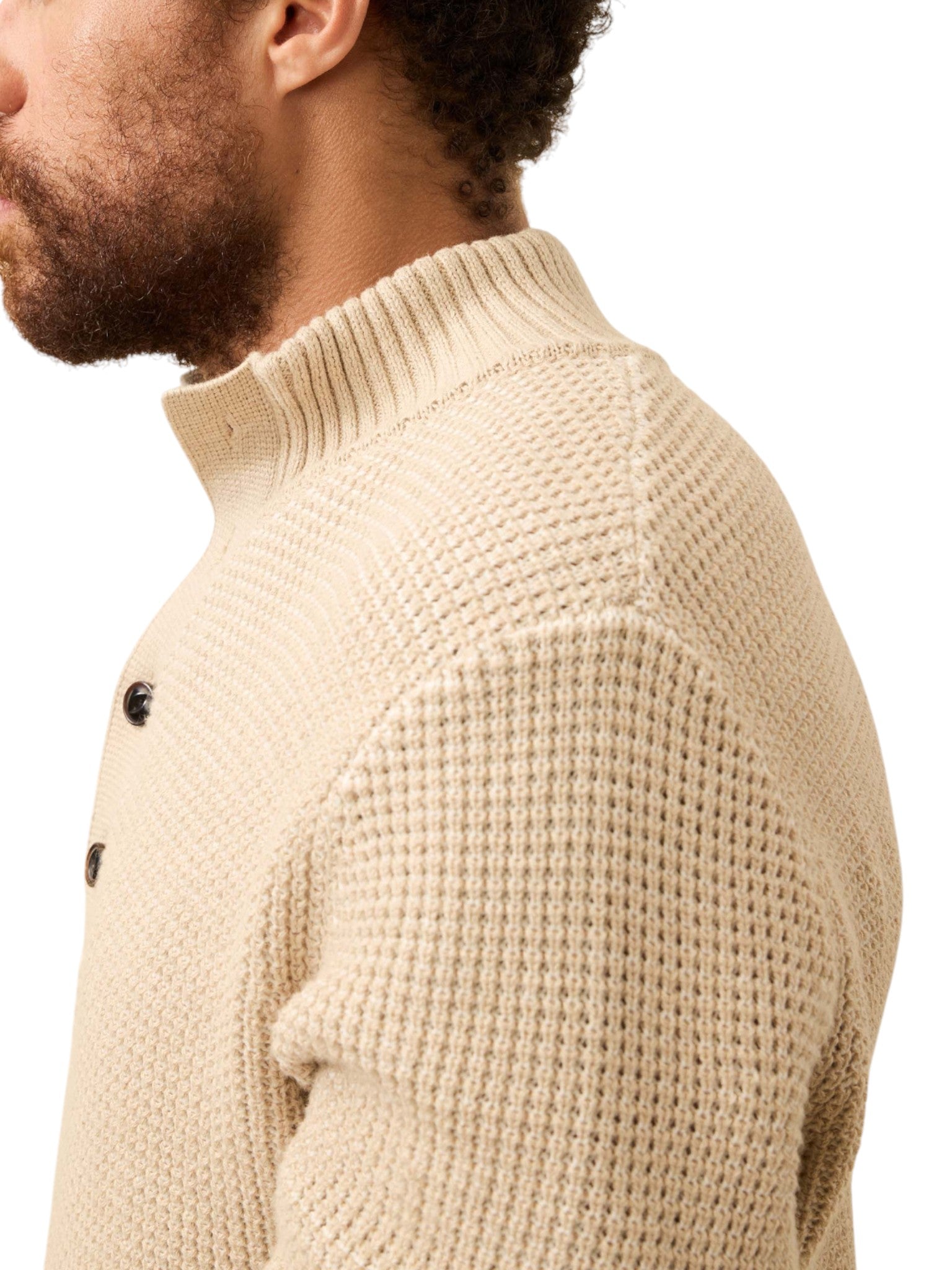 QUARTER BUTTON SWEATER
