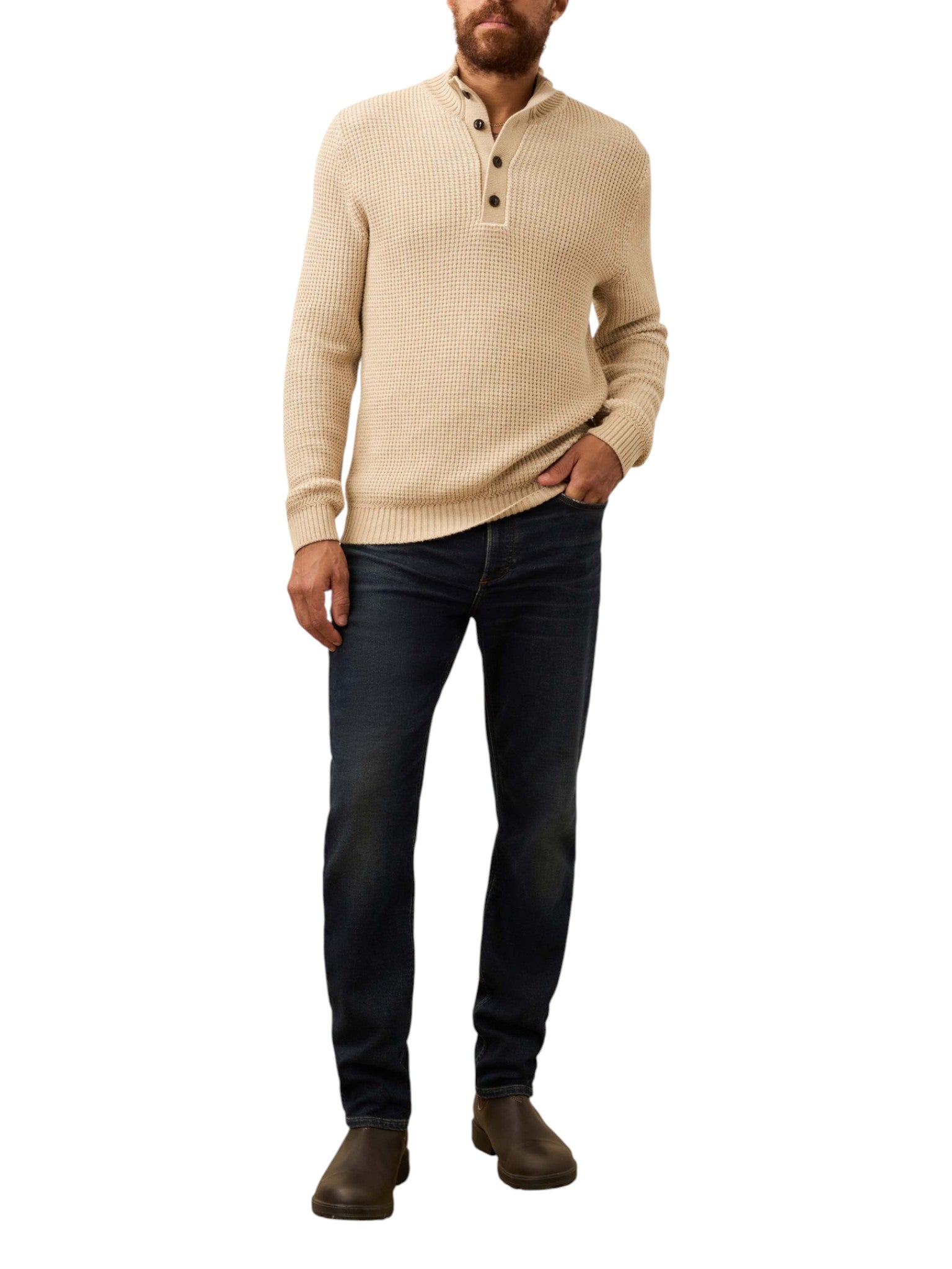 QUARTER BUTTON SWEATER