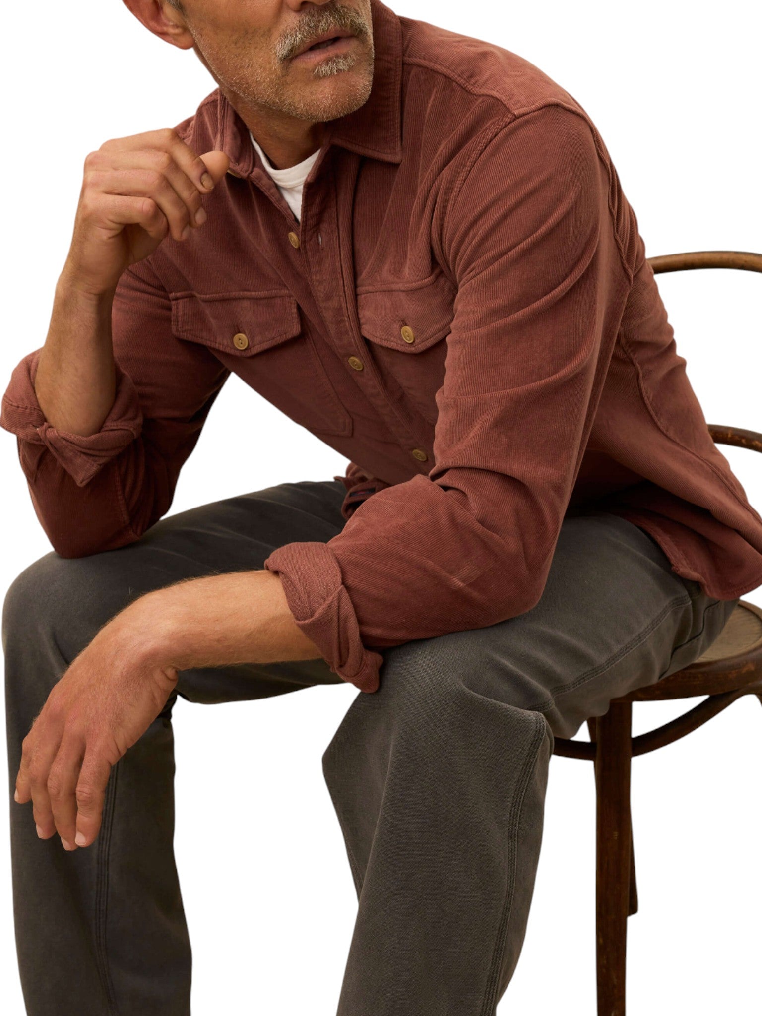 STRETCH TERRY CORDUROY WORKSHIRT