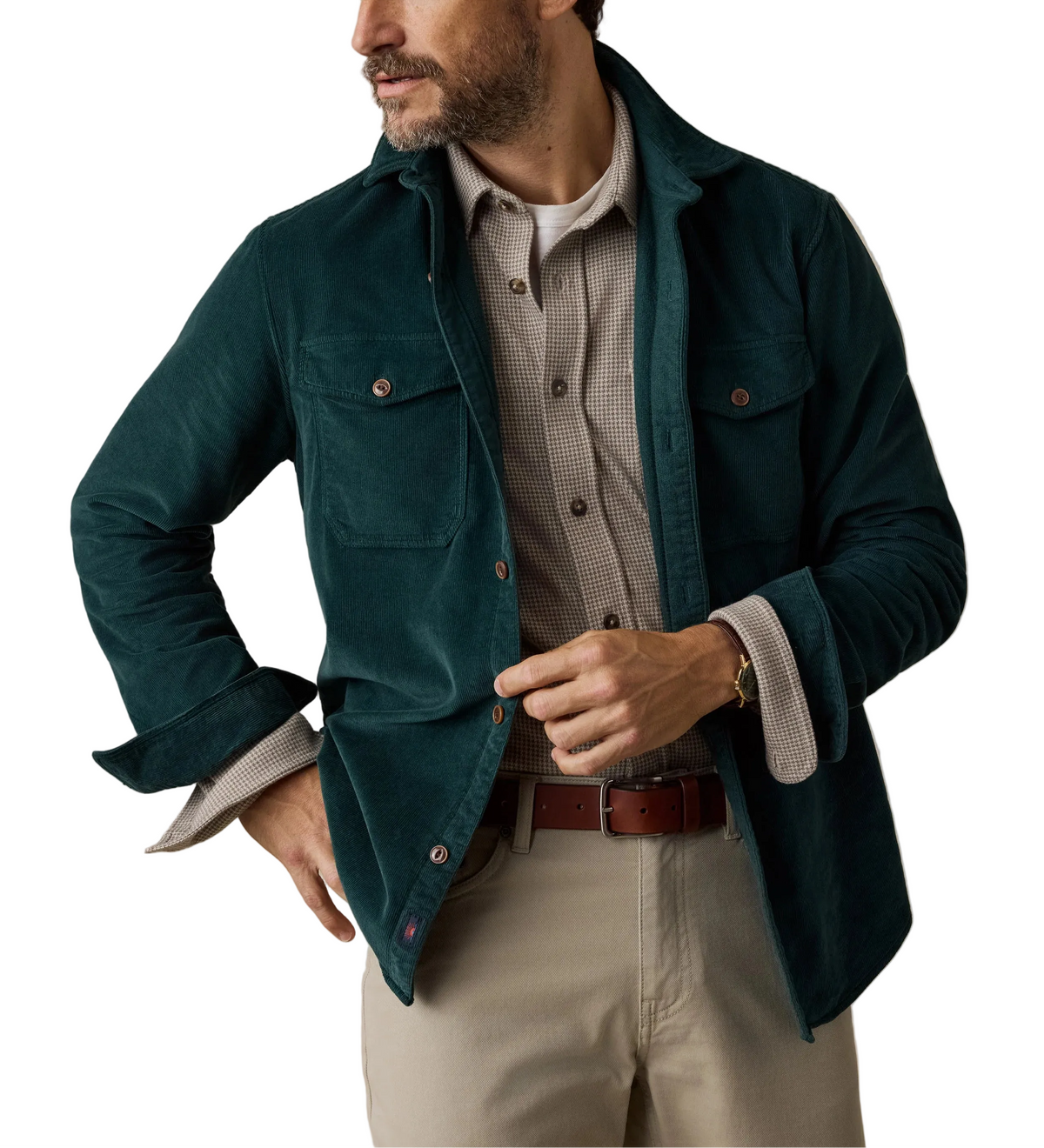 STRETCH TERRY CORDUROY WORKSHIRT