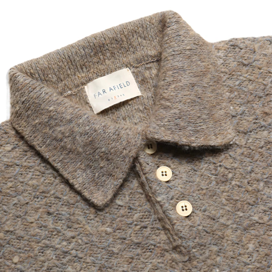 KIER KNITTED DIAMOND CABLE POLO - L.E. & Chalk