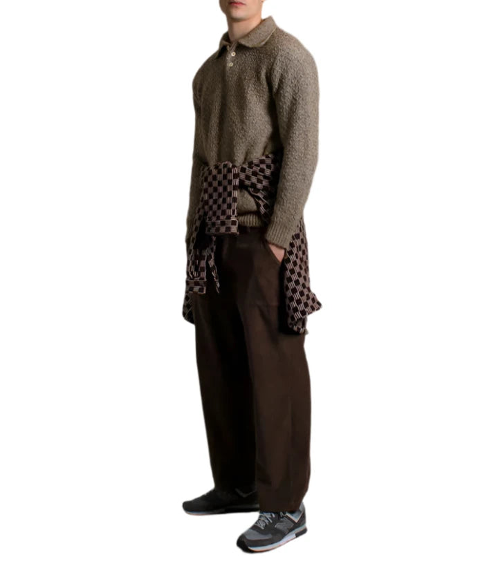 KIER KNITTED DIAMOND CABLE POLO - L.E. & Chalk