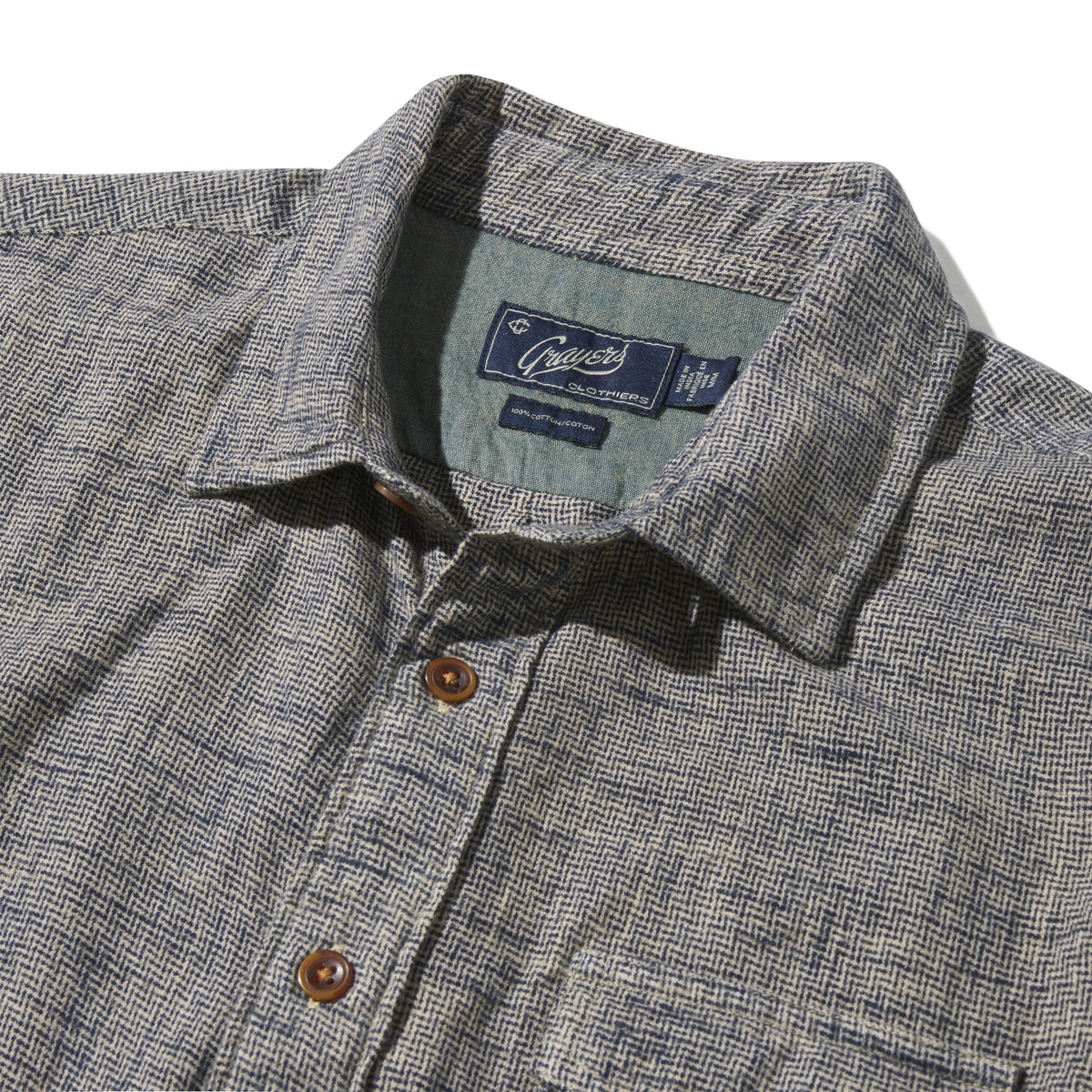 LINEAR SLUB TWILL SHIRT - L.E. & Chalk