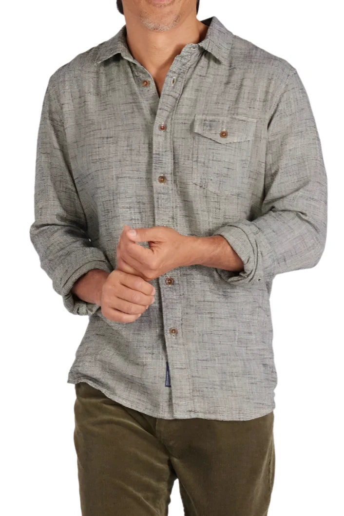 LINEAR SLUB TWILL SHIRT - L.E. & Chalk