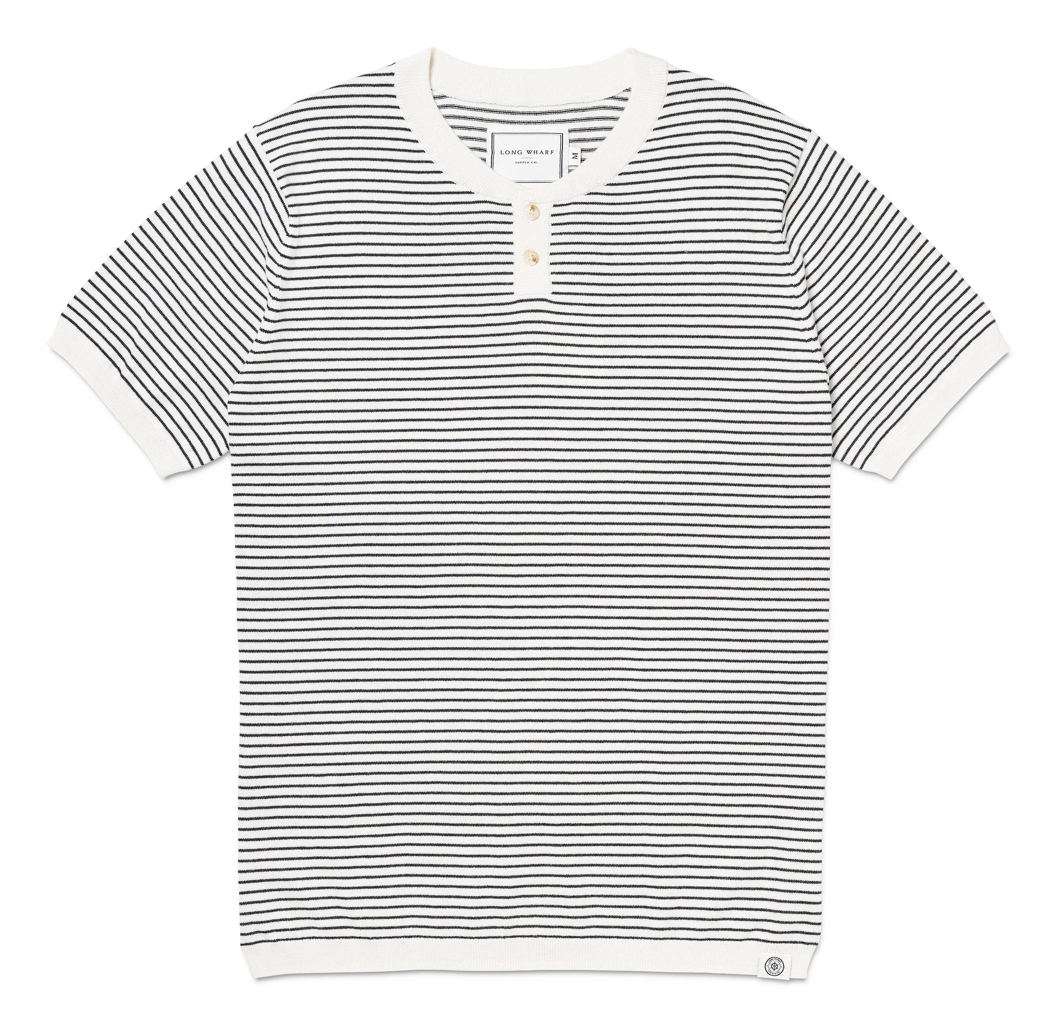 SEAWELL STRIPED KNIT HENLEY TEE