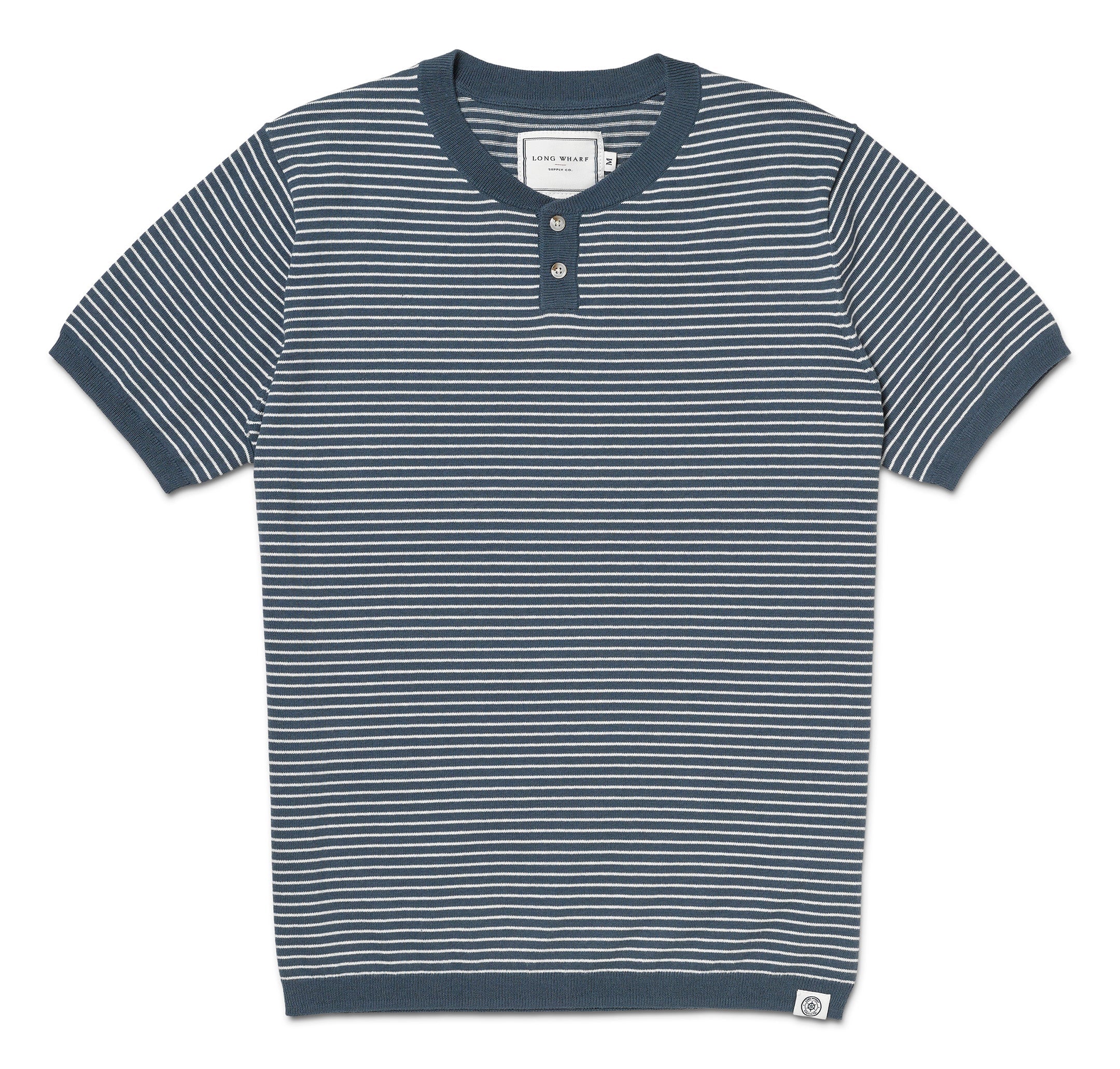 SEAWELL STRIPED KNIT HENLEY TEE