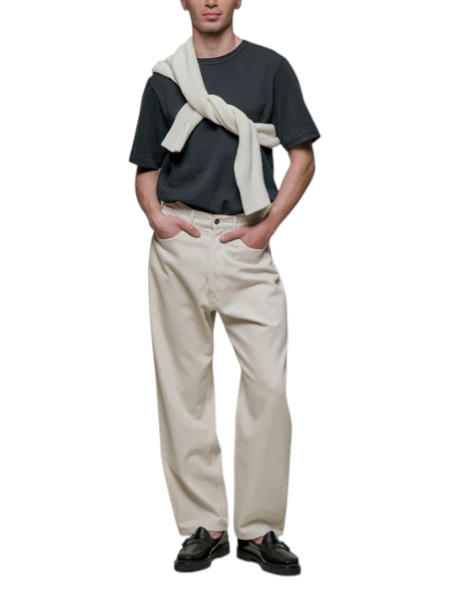 214PK Loopwheeled Relaxed Fit Pikée T-Shirt - L.E. & Chalk