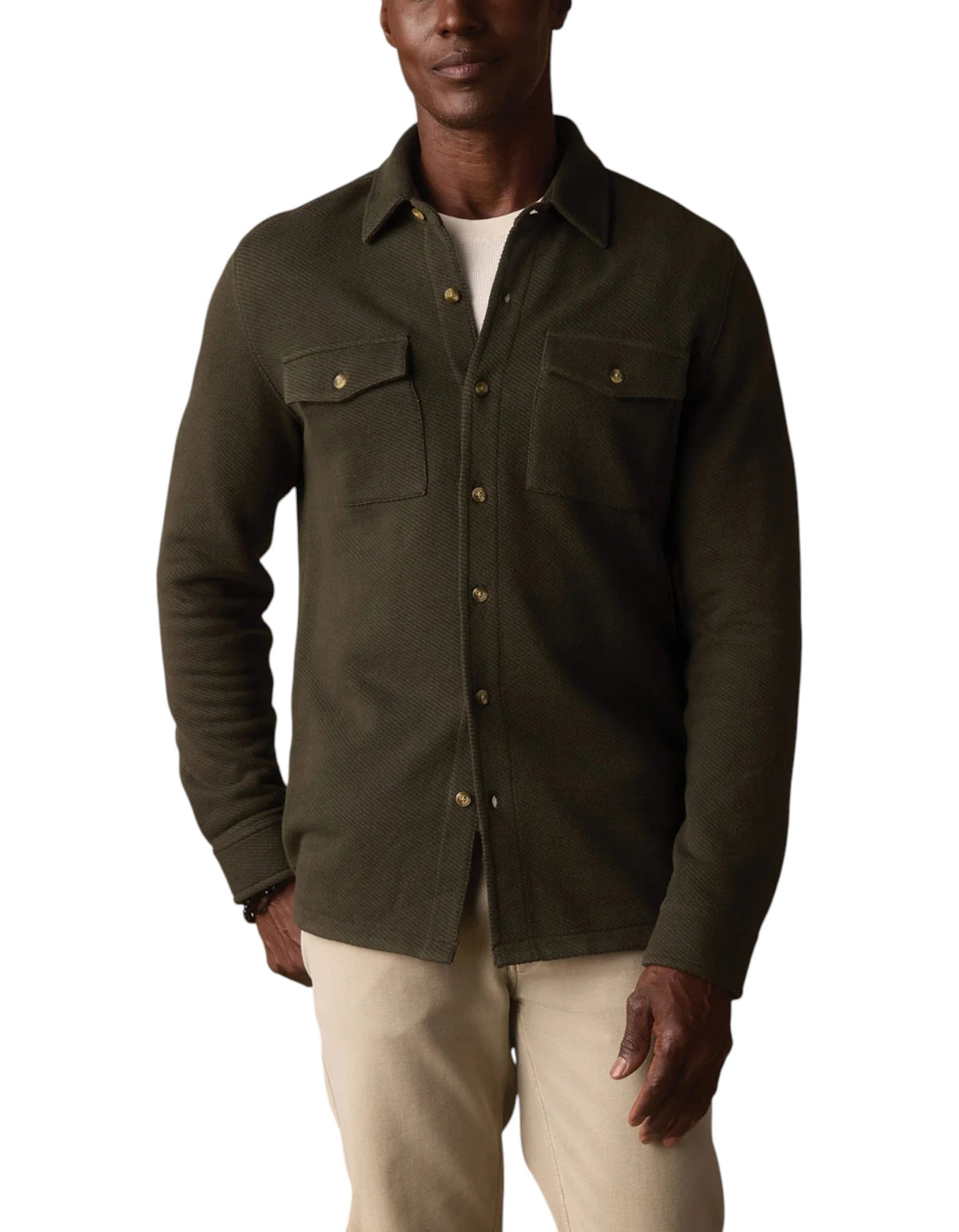 LOOPED TERRY BUTTON UP - L.E. & Chalk