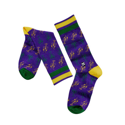 CRAWFISH MARDI GRAS SOCKS