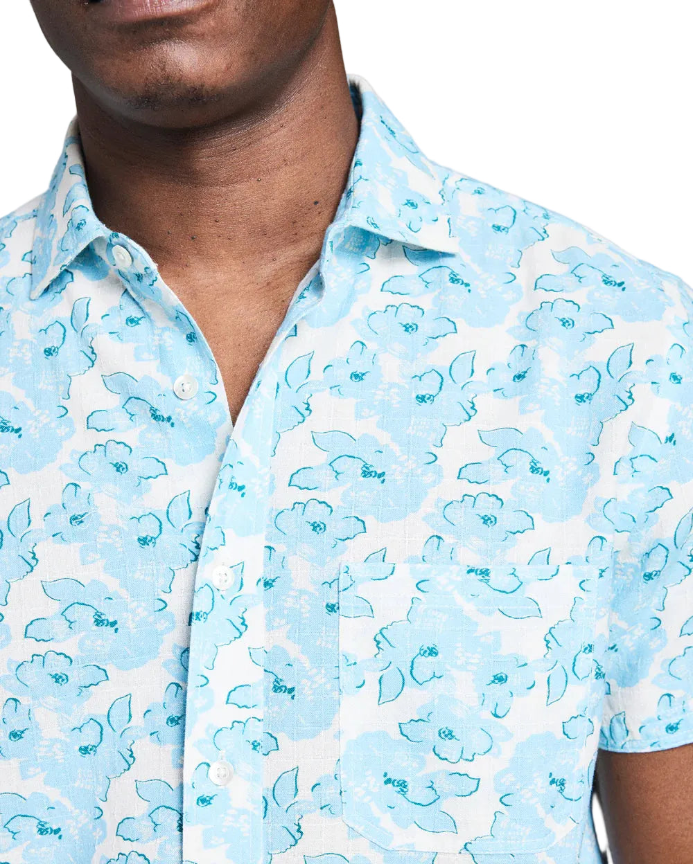 SS TEXTURED PAINTED FLORAL TREME SHIRT
