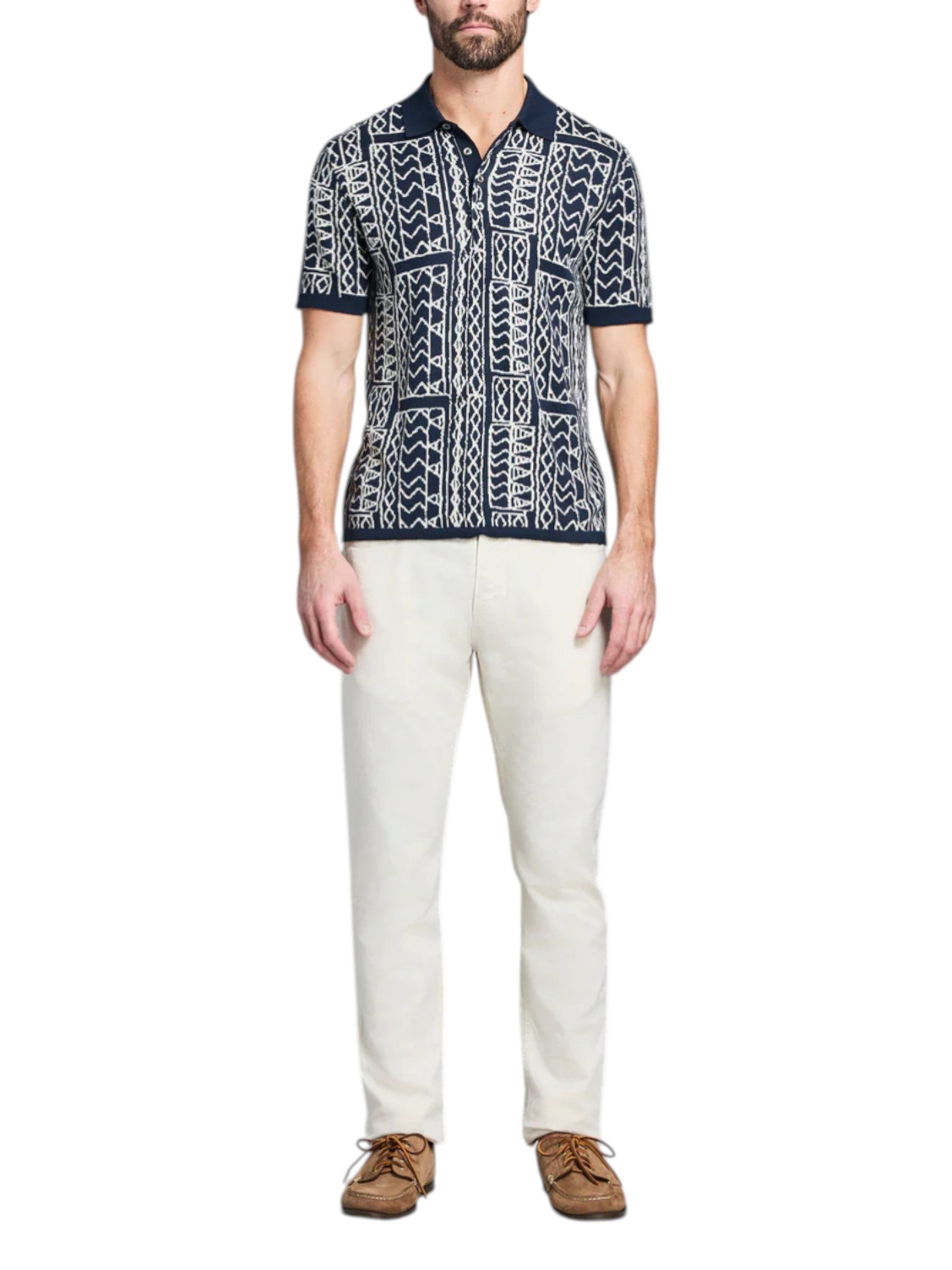 GEO STITCH SWEATER POLO