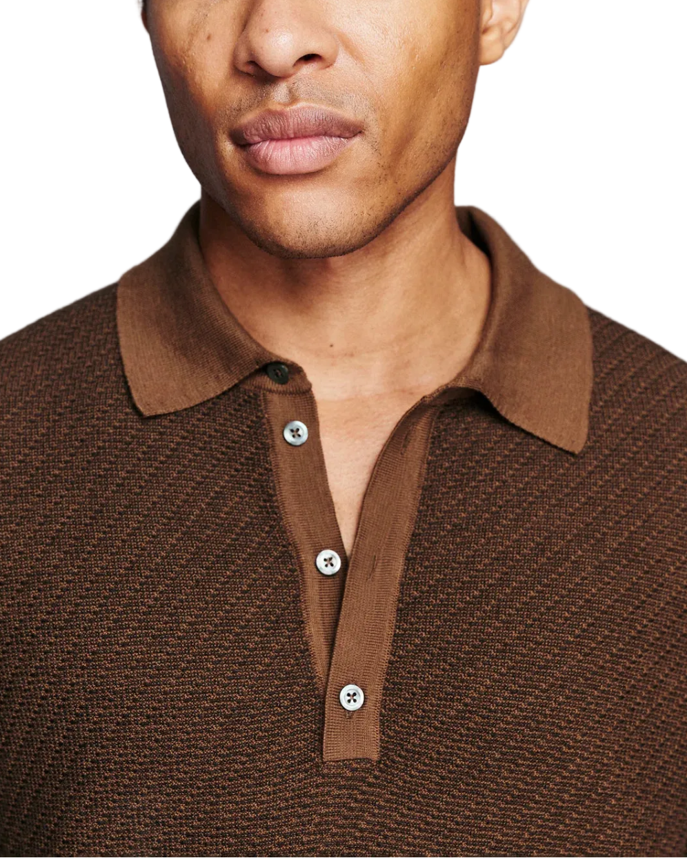 LS STEP JACQUARD SWEATER POLO