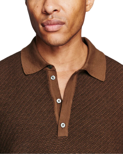 LS STEP JACQUARD SWEATER POLO