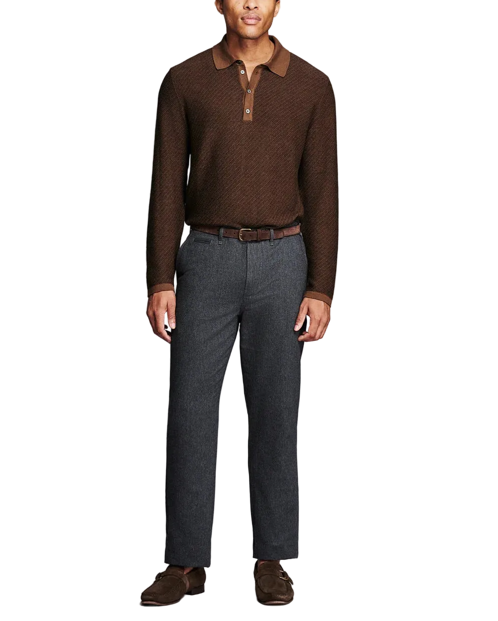 LS STEP JACQUARD SWEATER POLO