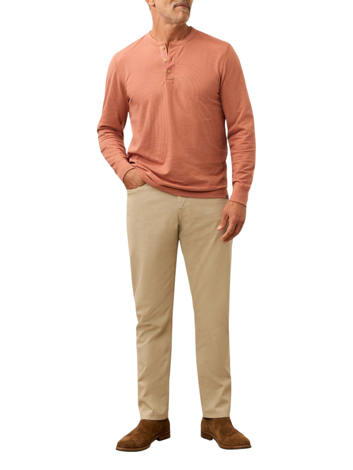 LONG SLEEVE WAFFLE HENLEY - L.E. &amp; Chalk