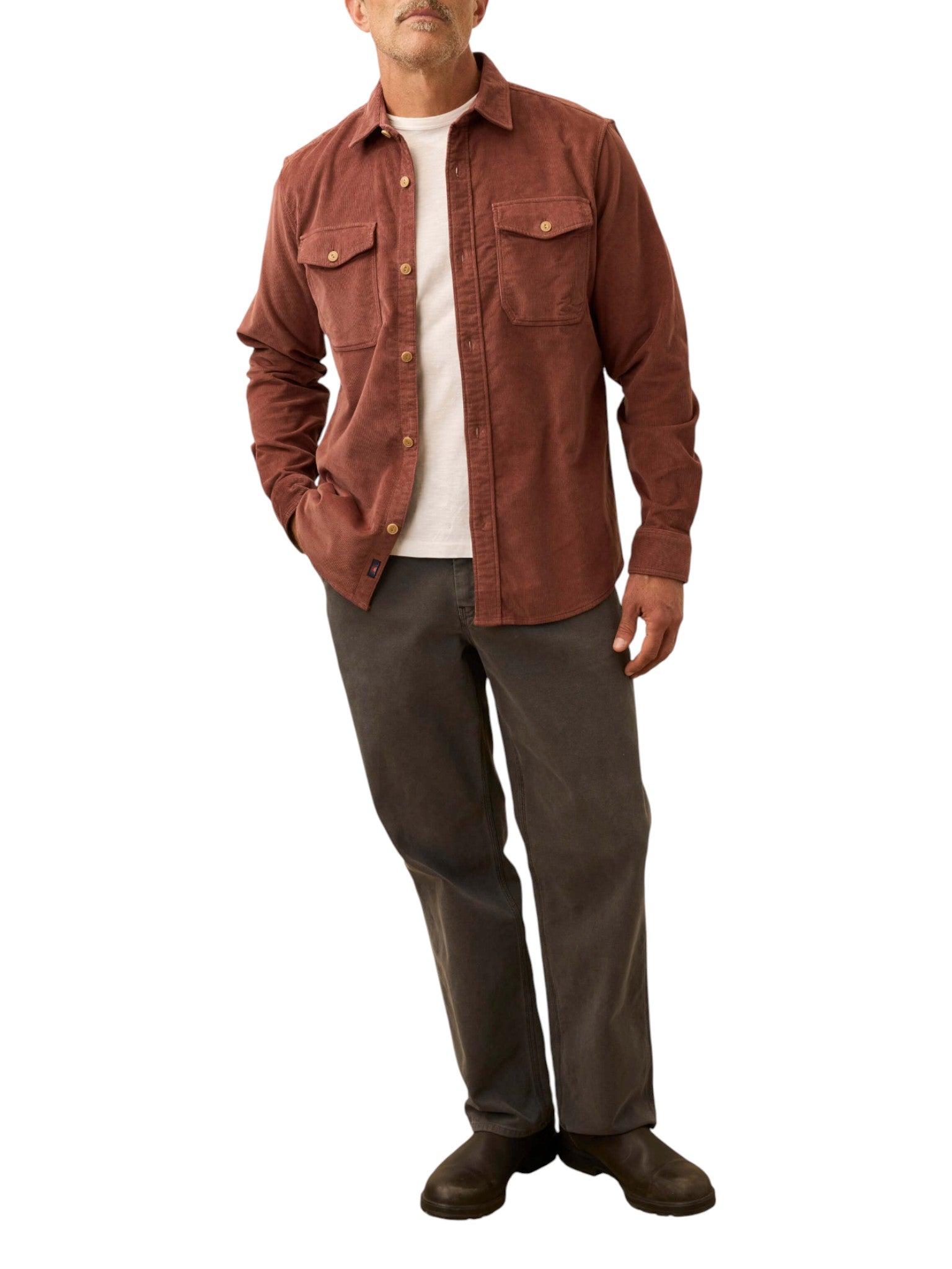 STRETCH TERRY CORDUROY WORKSHIRT
