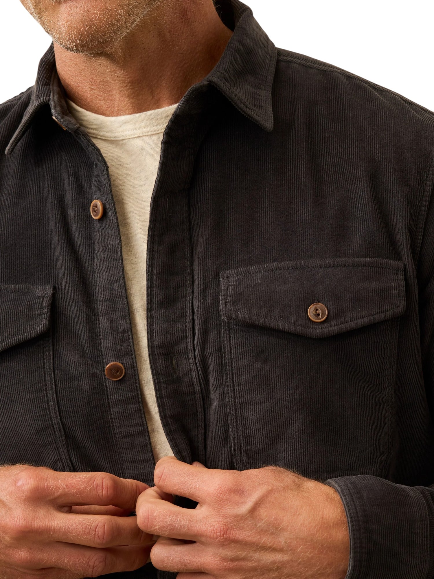 STRETCH TERRY CORDUROY WORKSHIRT