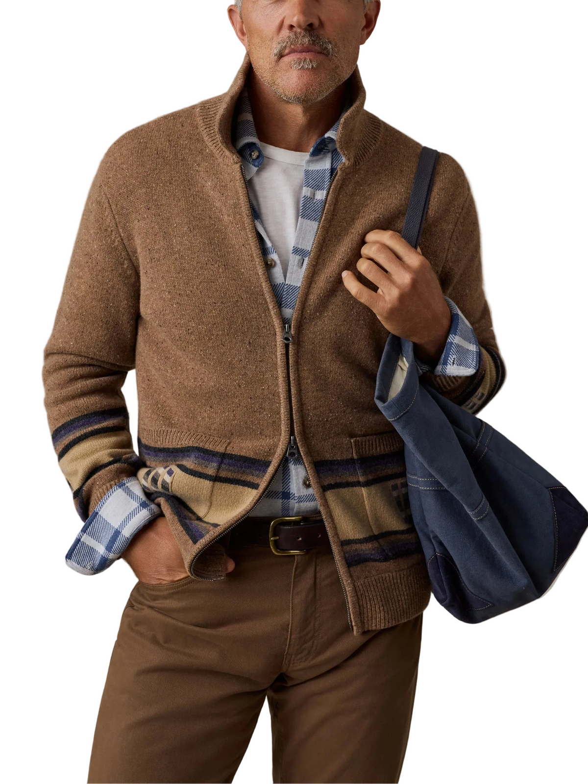 BLANKET STRIPE ZIP SWEATER