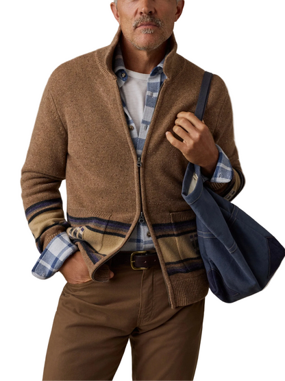 BLANKET STRIPE ZIP SWEATER
