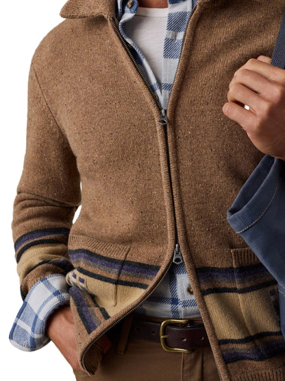 BLANKET STRIPE ZIP SWEATER