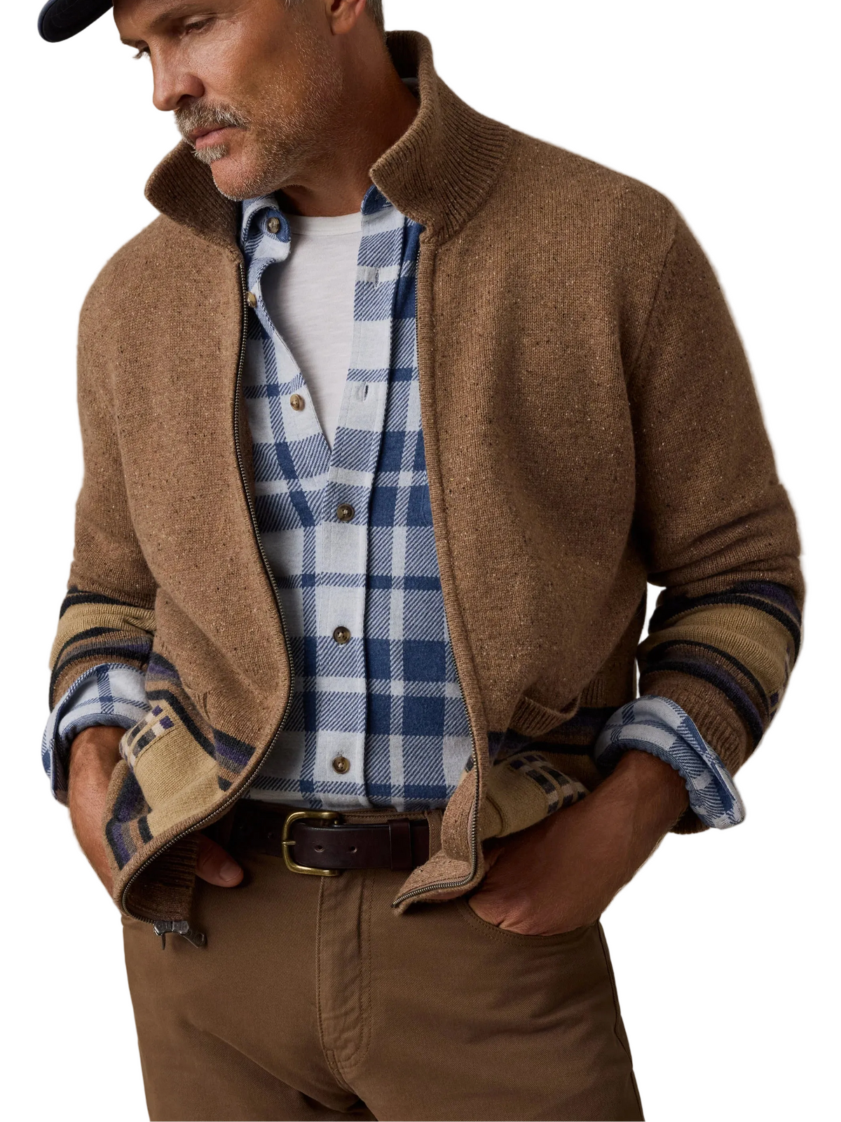 BLANKET STRIPE ZIP SWEATER