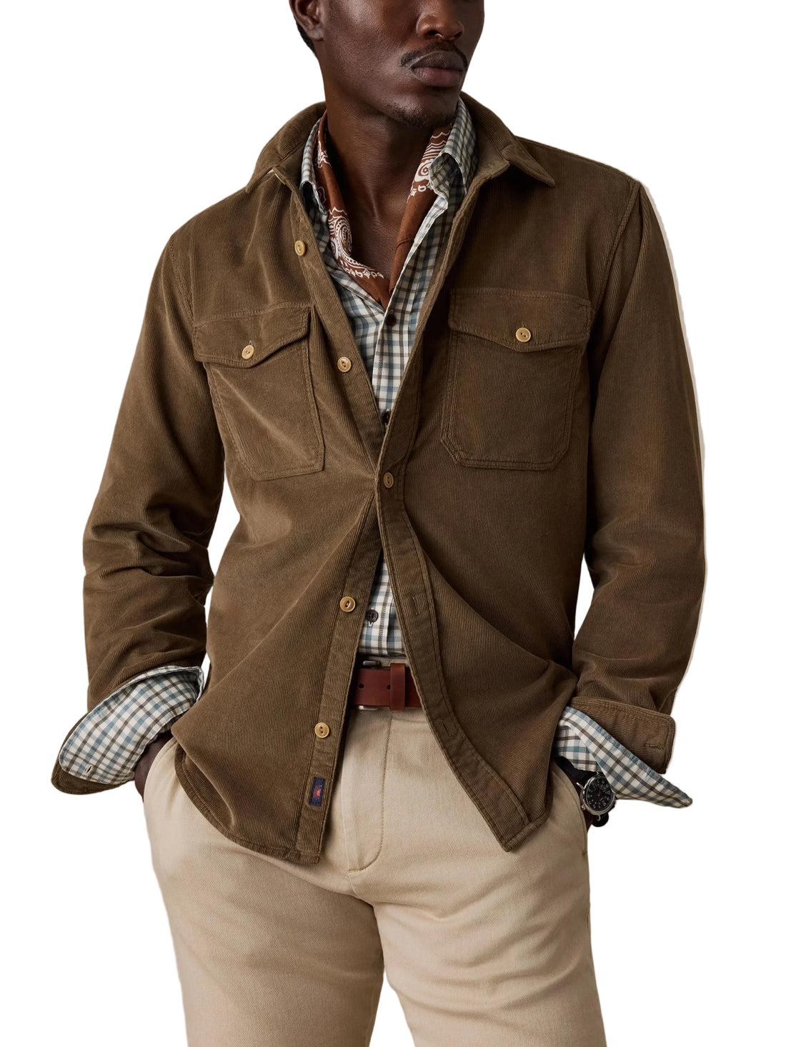 STRETCH TERRY CORDUROY WORKSHIRT