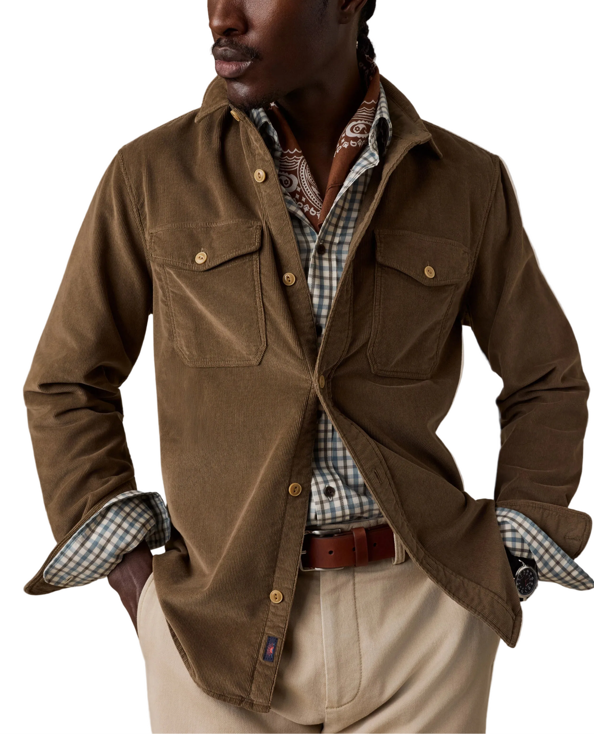 STRETCH TERRY CORDUROY WORKSHIRT