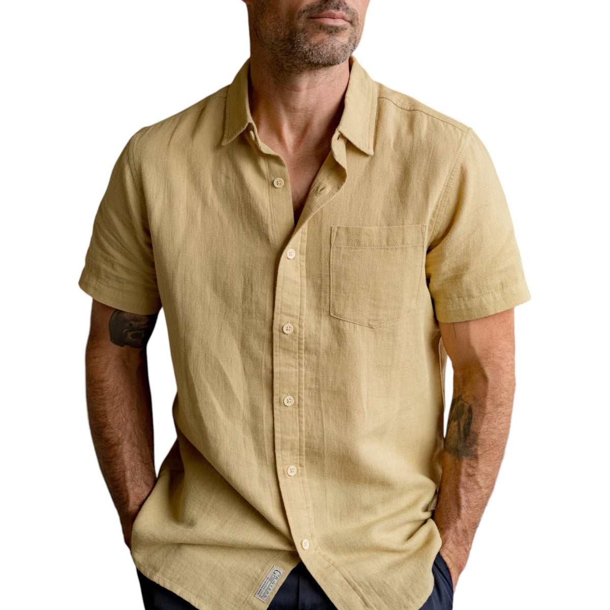 AMALFI TEXTURED HEMP LINEN SS SHIRT - L.E. &amp; Chalk
