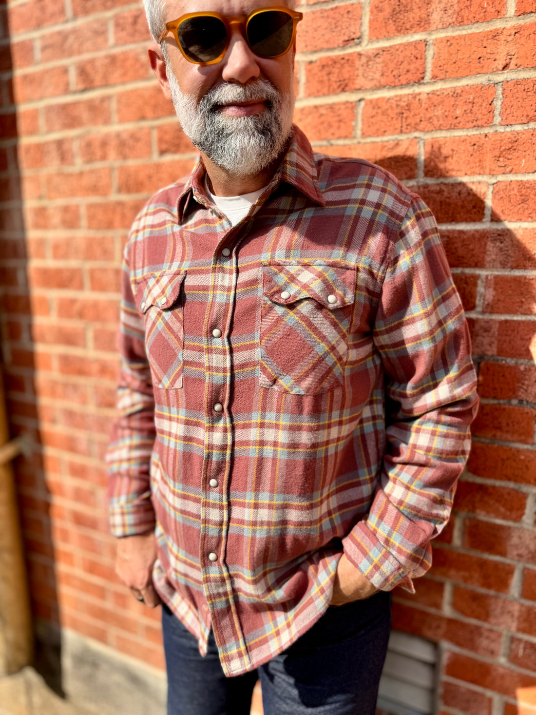 WASHED FLANNEL PEARLSNAP SHIRT