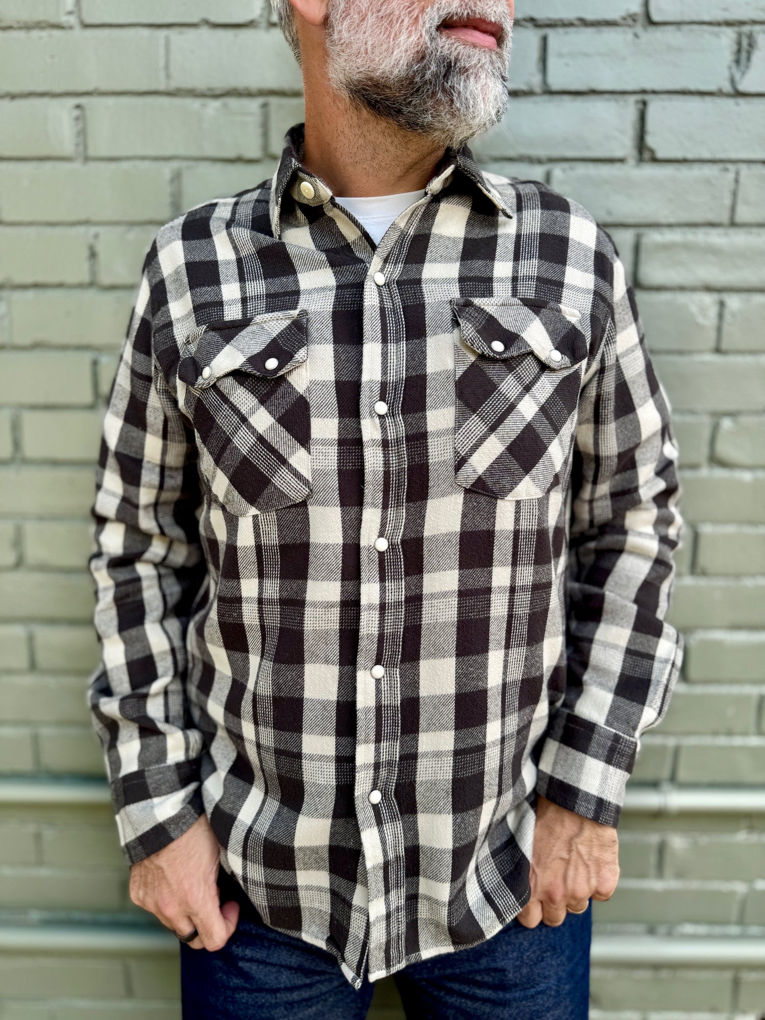 WASHED FLANNEL PEARLSNAP SHIRT