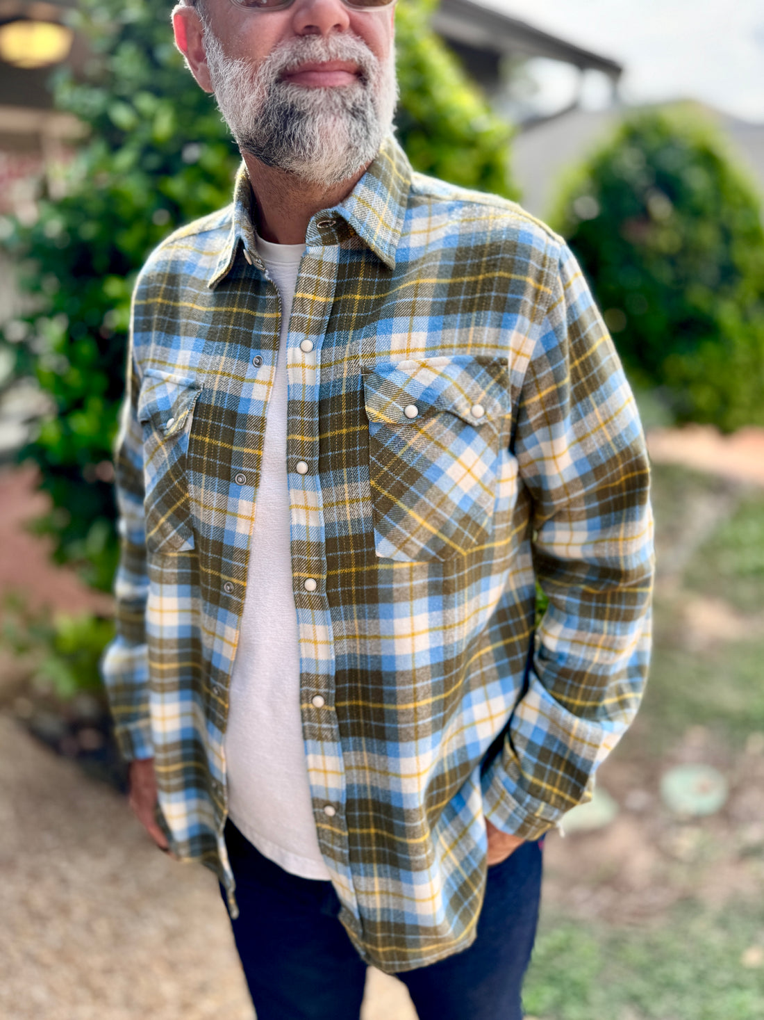 WASHED FLANNEL PEARLSNAP SHIRT