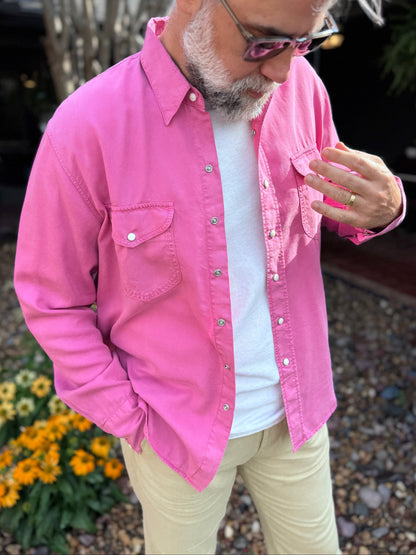 TENCEL GABARDINE PEARL SNAP SHIRT