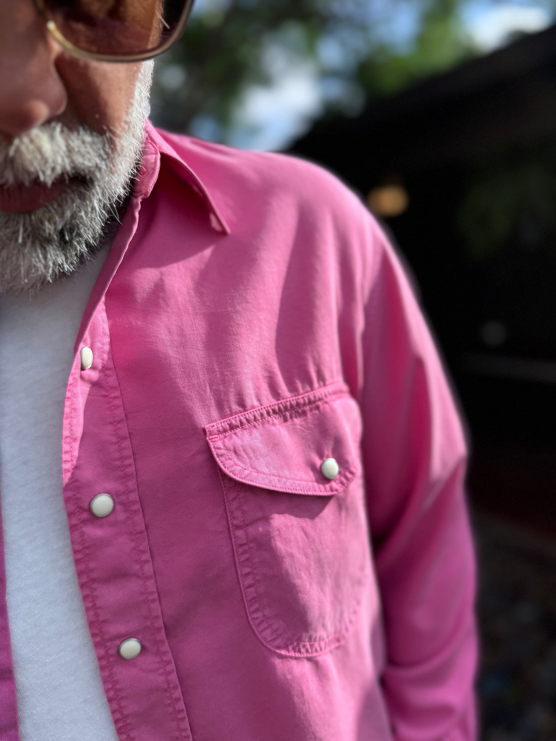 TENCEL GABARDINE PEARL SNAP SHIRT