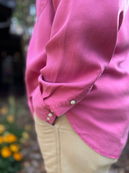 TENCEL GABARDINE PEARL SNAP SHIRT