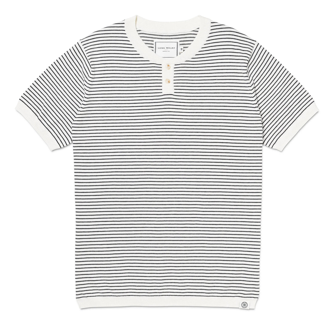 SEAWELL STRIPED KNIT HENLEY TEE