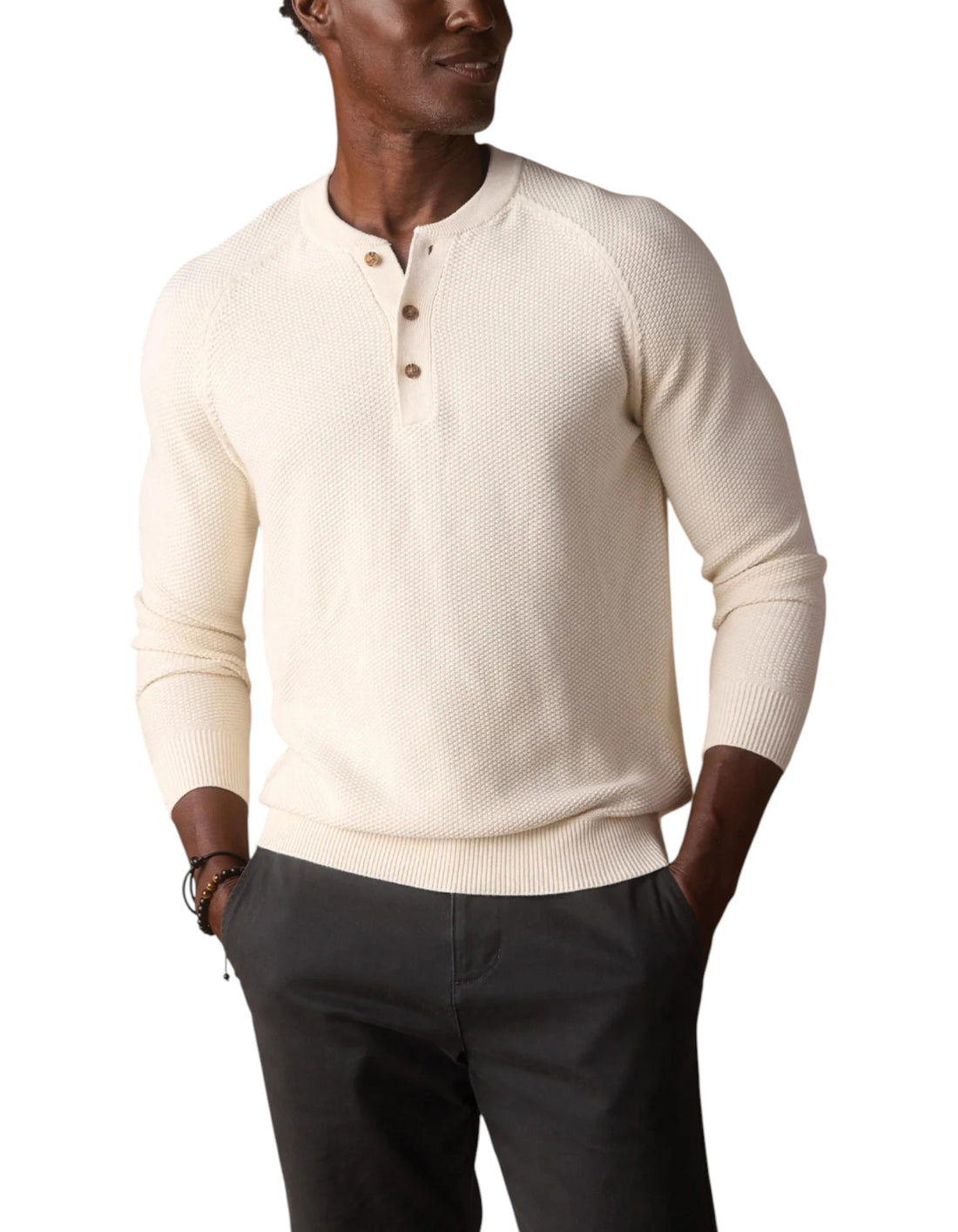 COOLMAX TEXTURED SWEATER HENLEY