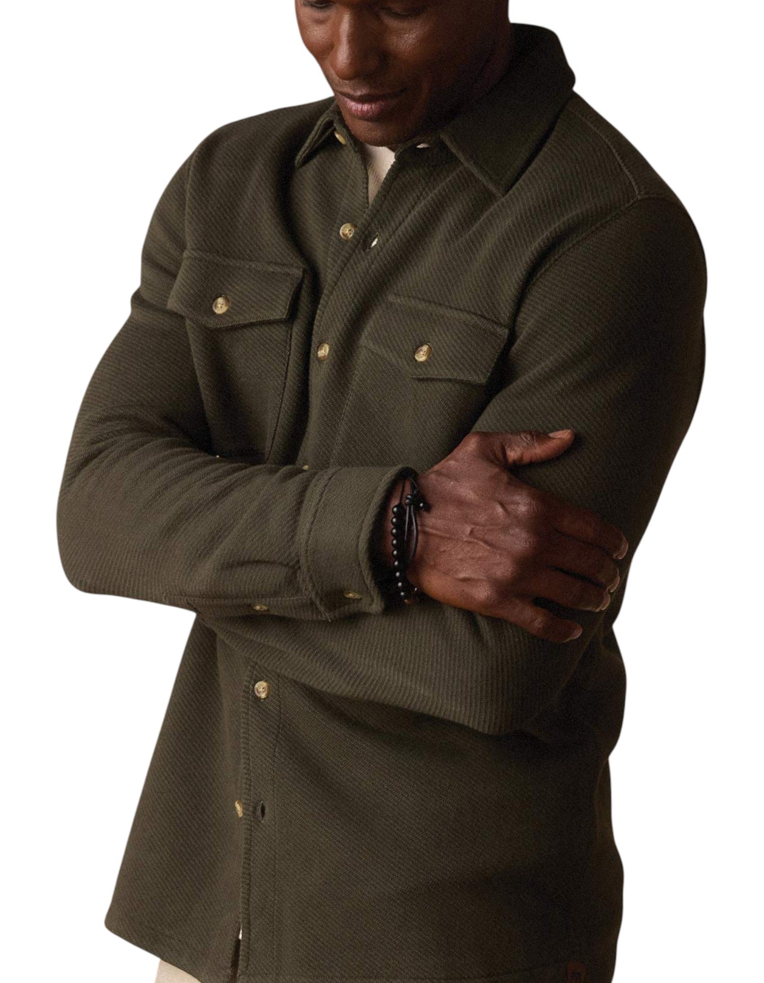 LOOPED TERRY BUTTON UP