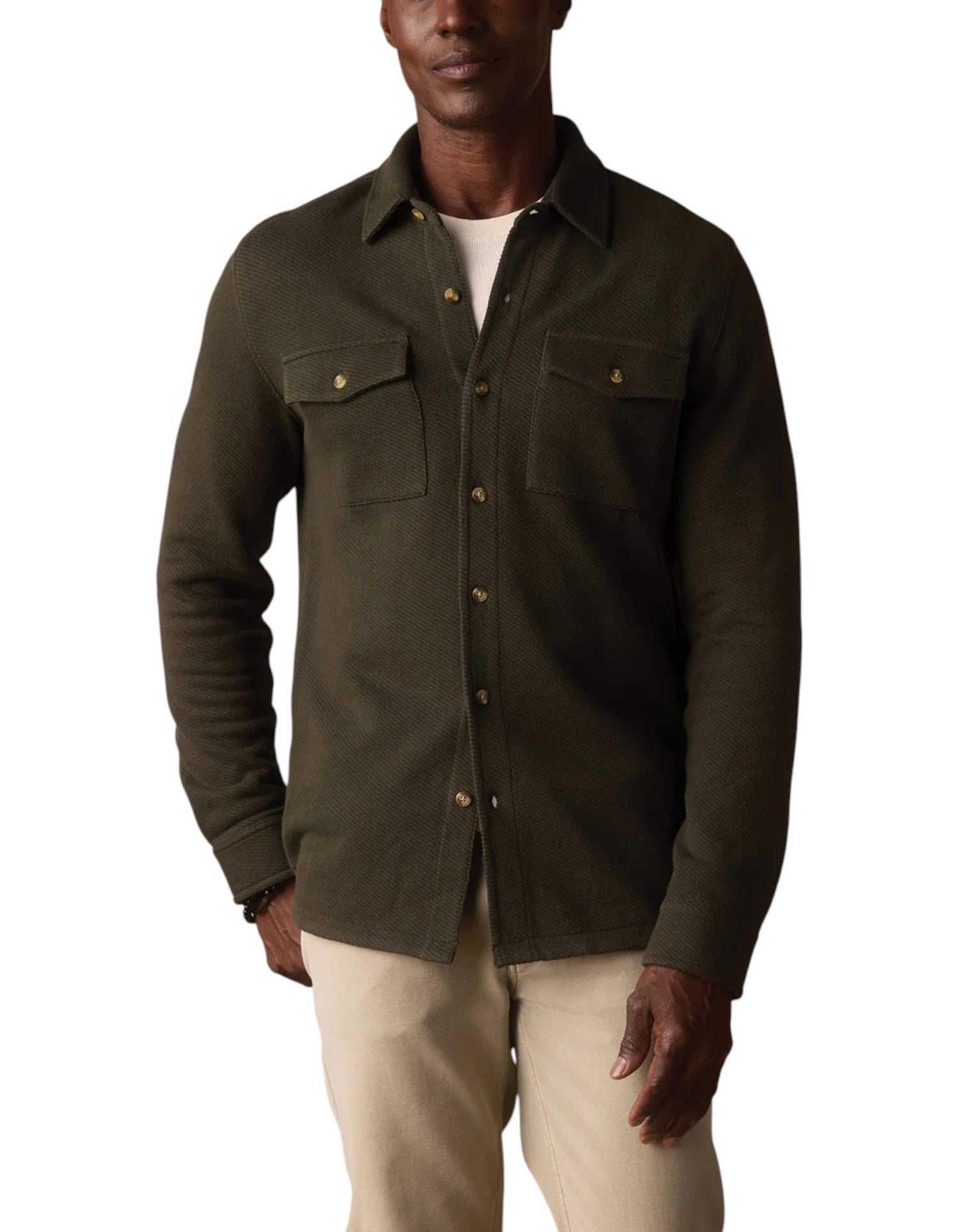 LOOPED TERRY BUTTON UP